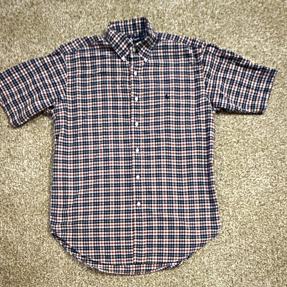 Ralph Lauren Blake Men’s M Multicolor Plaid Short Sleeve Woven Cotton Button-Up